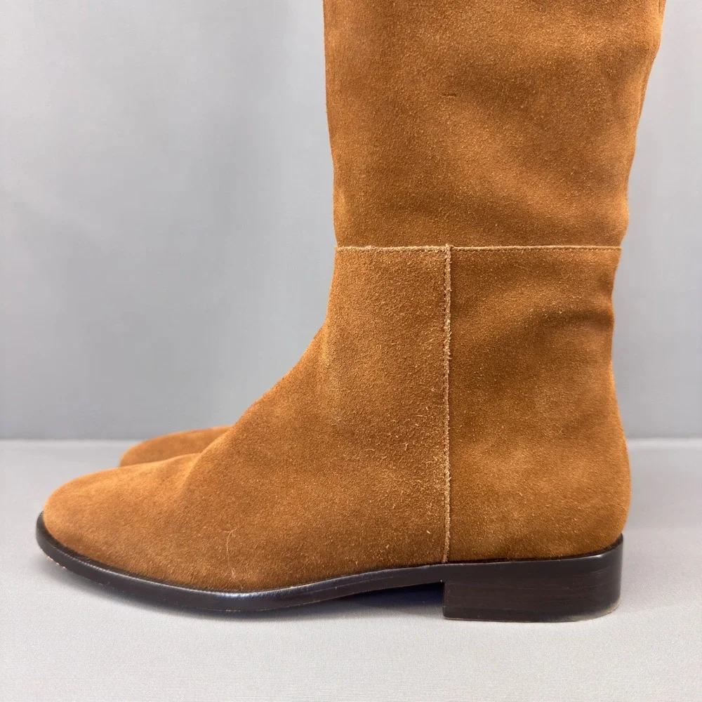 J.Crew Suede Over The Knee Boots‎ Cognac Brown Women's Size 7.5